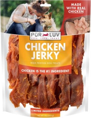 Pur Luv Chicken Jerky Dog Treats, Made w-1 Pur Luv Chicken Jerky Dog Treats – 100% Real Chicken, 16 oz | Best-Selling Pet T