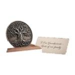 The Family Legacy Medallion & Walnut Stand: Antique Relief Sterling Silver Family Tree Heirloom