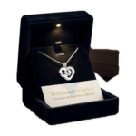 Personalized Heart Photo Projection Keepsake Necklace in Illuminated LED Velvet Presentation Box