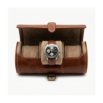 The Master Chrono Watch Roll & Valet: Handcrafted Full-Grain Italian Leather with Engraved Brass Plaque
