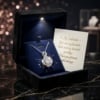 The Infinity Bond 14K White Gold Interlocking Love Knot Moissanite Pendant in Luxury LED Illuminated Box with Gold Foil Soulmate Card